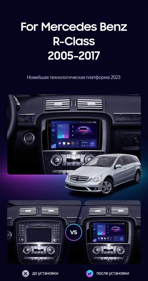 Штатная магнитола Teyes CC3 2K 360 6/128 Mercedes-Benz R-Class W251 R280 R300 R320 (2005-2017) F1