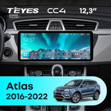 Штатная магнитола Teyes CC4 12.3" 6/64 Geely Atlas NL-3 (2016-2022) Тип-A