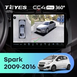 Штатная магнитола Teyes CC4 Pro 360 12/256 Chevrolet Spark M300 (2009-2016) F1 (11")
