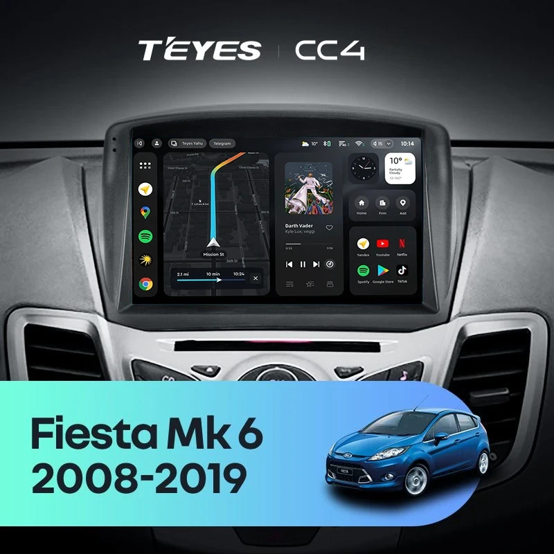 Штатная магнитола Teyes CC4 6/64 Ford Fiesta Mk 6 (2008-2019) F2 Тип-B