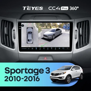 Штатная магнитола Teyes CC4 Pro 360 12/256 Kia Sportage 3 SL (2010-2016) Тип-C