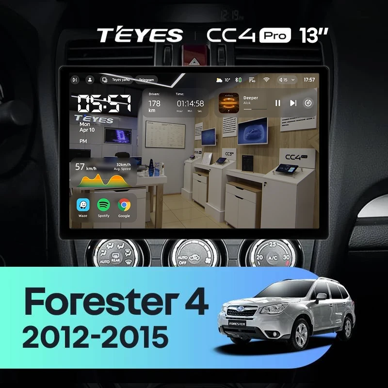 Штатная магнитола Teyes CC4 Pro 12/256 Subaru Forester 4 SJ (2012-2015) Тип-A (13")