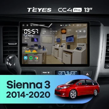 Штатная магнитола Teyes CC4 Pro 12/256 Toyota Sienna 3 XL30 (2014-2020) (13")