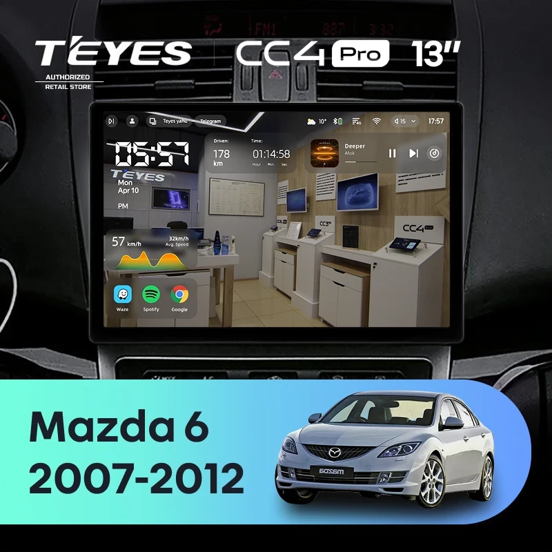 Штатная магнитола Teyes CC4 Pro 8/128 Mazda 6 2 GH (2007-2012) (13")