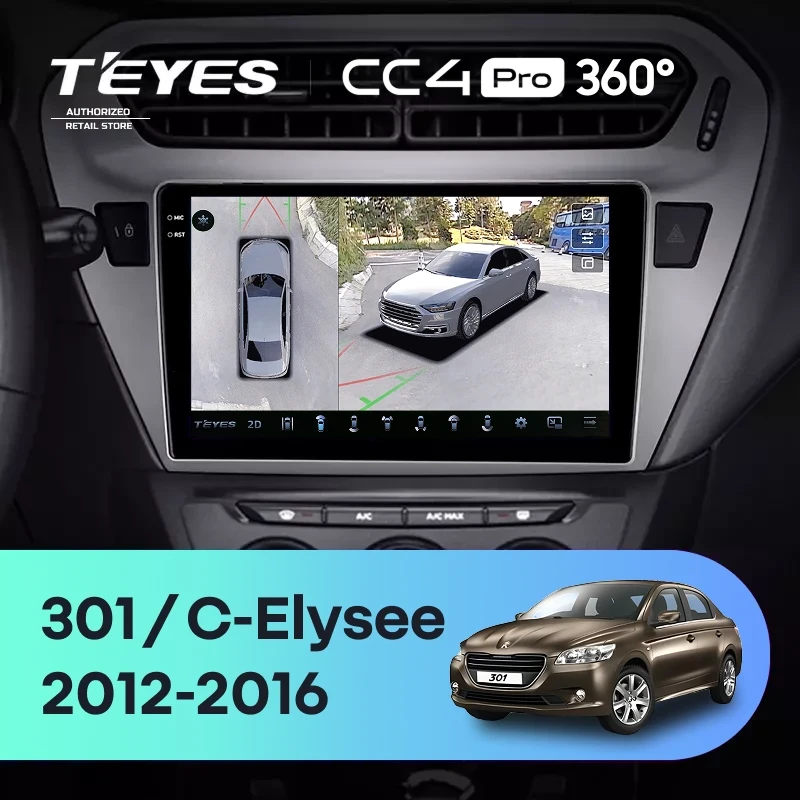 Штатная магнитола Teyes CC4 Pro 360 12/256 Citroen C-Elysee (2012-2016) F2