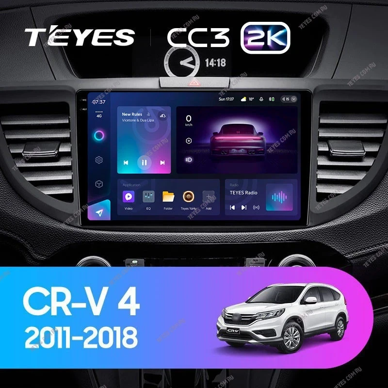 Штатная магнитола Teyes CC3 2K 360 6/128 Honda CR-V 4 RM RE (2011-2018) 9" Тип-C