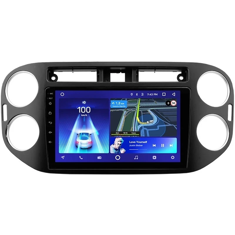 Переходная рамка Volkswagen Tiguan 1 NF (2011-2017) F1 чёрная рест (9")