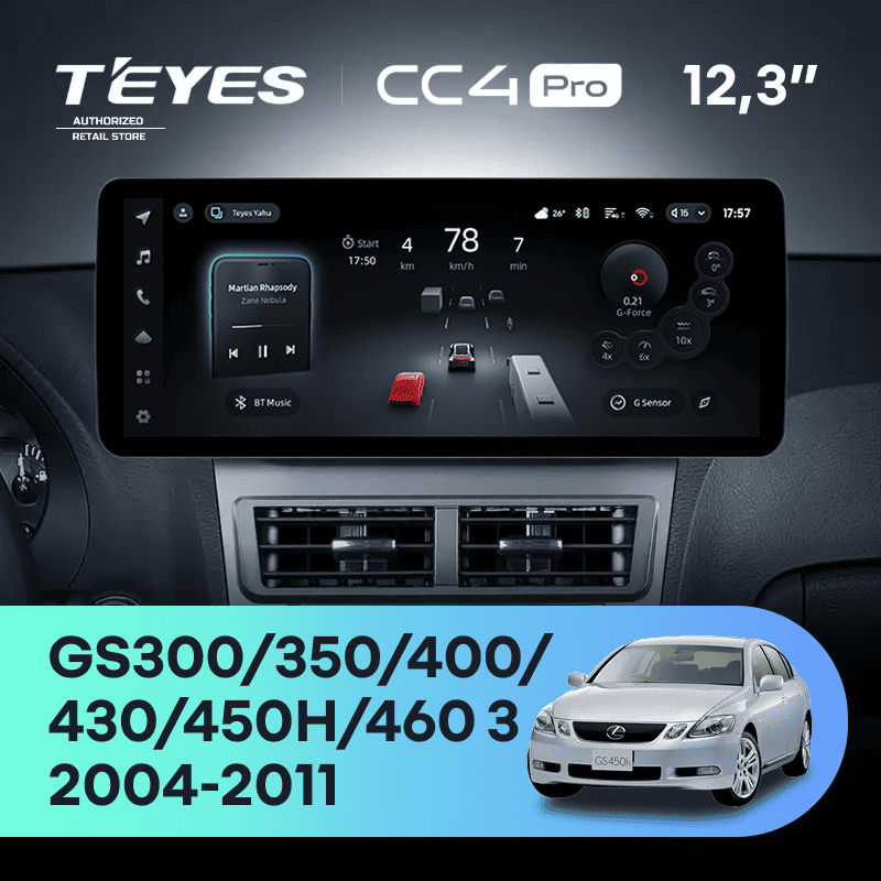 Штатная магнитола Teyes CC4 Pro 12.3" 8/128 Lexus GS300 350 400 430 450h 460 3 S190 (2004-2011)