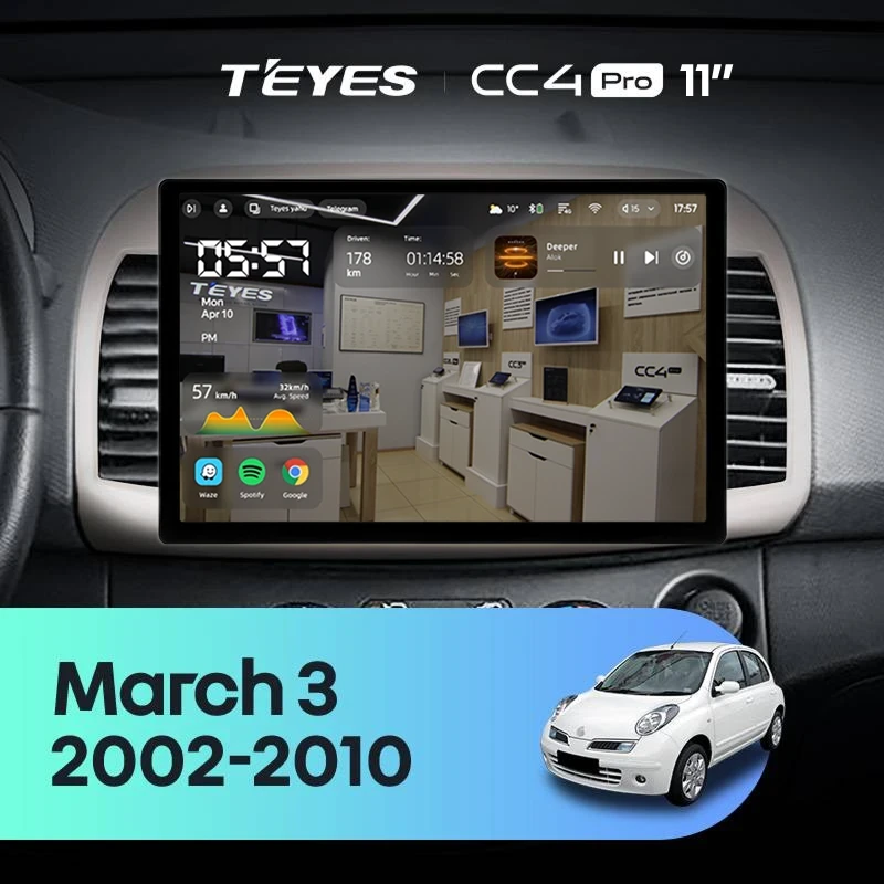 Штатная магнитола Teyes CC4 Pro 12/256 Nissan March 3 K12 (2002-2010) (11")
