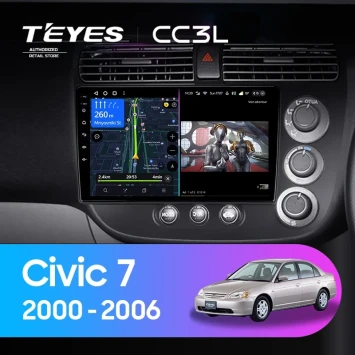Штатная магнитола Teyes CC3L 4/32 Honda Civic 7 (2000-2006) F2 Правый руль