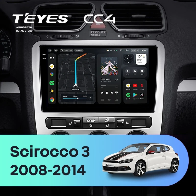 Штатная магнитола Teyes CC4 6/64 Volkswagen Scirocco 3 Mk3 (2008-2014) F5