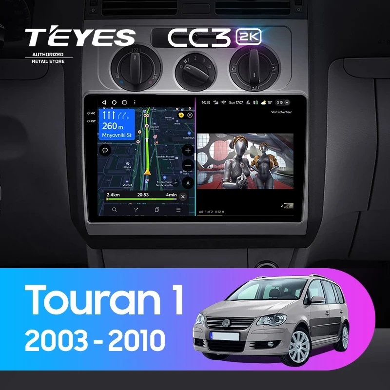 Штатная магнитола Teyes CC3 2K 6/128 Volkswagen Touran 1 (2003-2010) F2