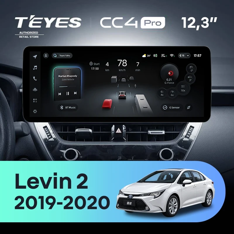 Штатная магнитола Teyes CC4 Pro 12.3" 12/256 Toyota Levin 2 E210 (2019-2023) Тип-A