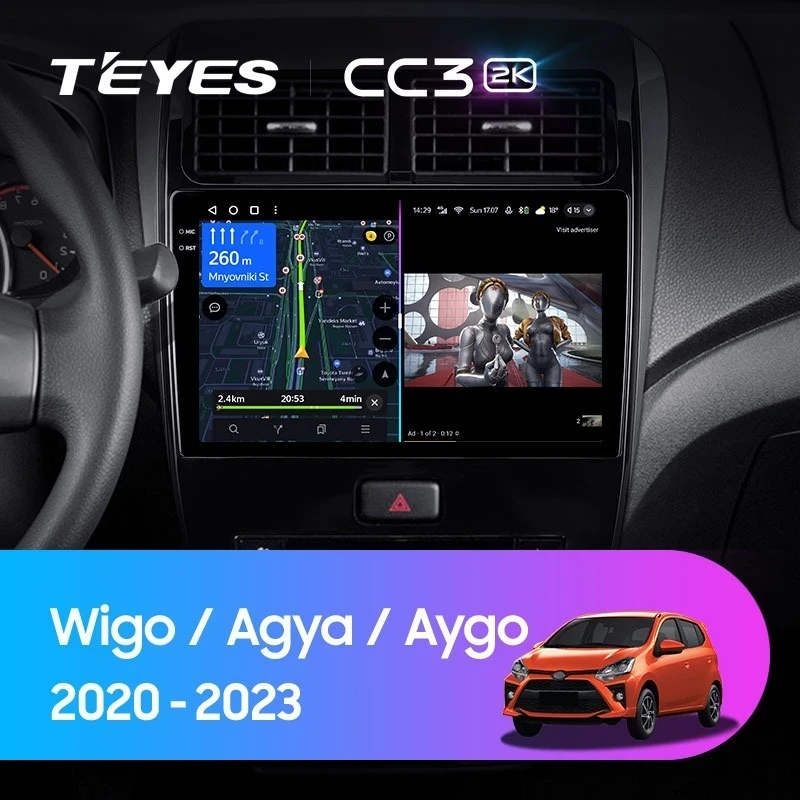 Штатная магнитола Teyes CC3 2K 360 6/128 Toyota Wigo/Agya (2020-2023) F1