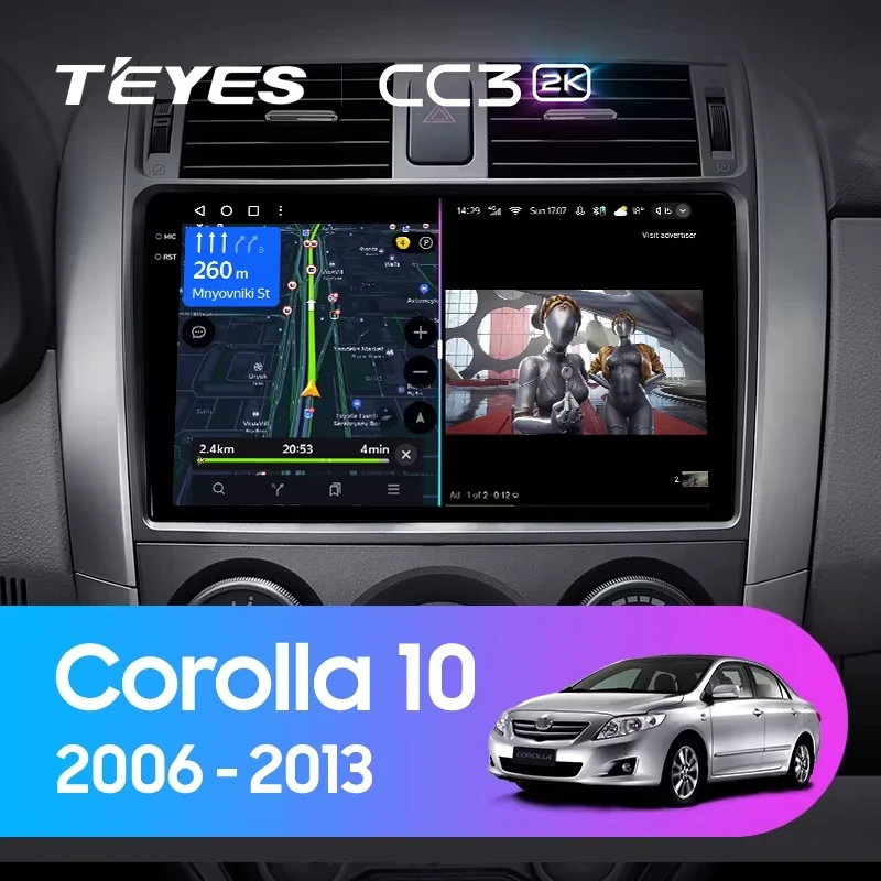 Штатная магнитола Teyes CC3 2K 4/32 Toyota Corolla 10 E140 E150 (2006-2013) Тип-B