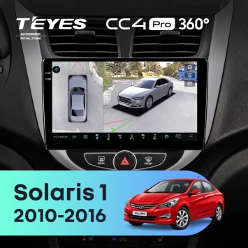Штатная магнитола Teyes CC4 Pro 360 12/256 Hyundai Solaris 1 (2010-2016) F4 (черно-серый)