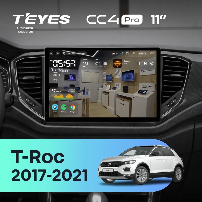Штатная магнитола Teyes CC4 Pro 8/128 Volkswagen T-Roc (2017-2021) (11")