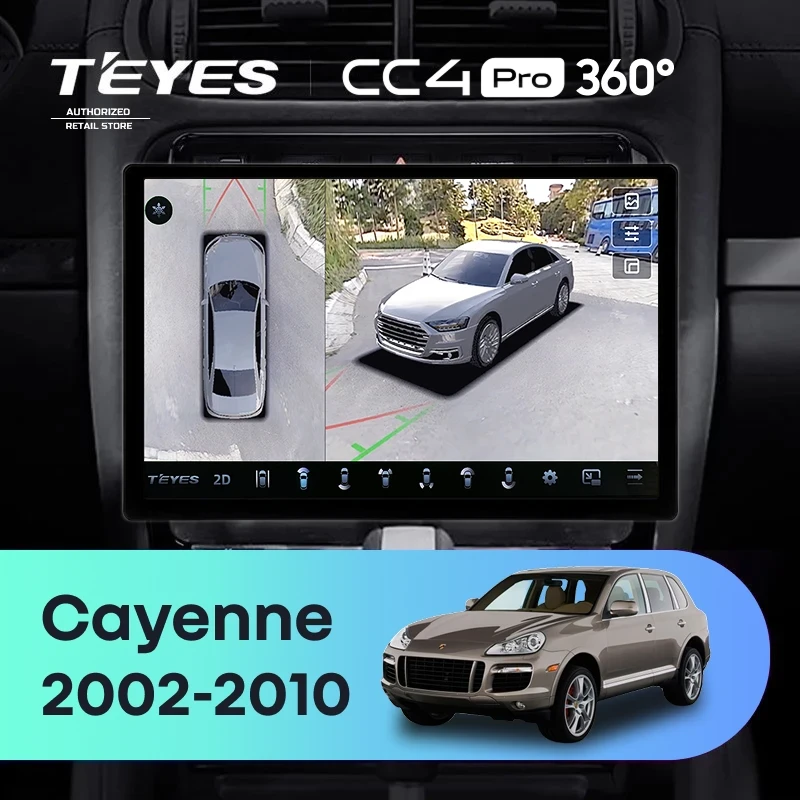 Штатная магнитола Teyes CC4 Pro 360 12/256 Porsche Cayenne I 1 9PA (2002-2010) (13")
