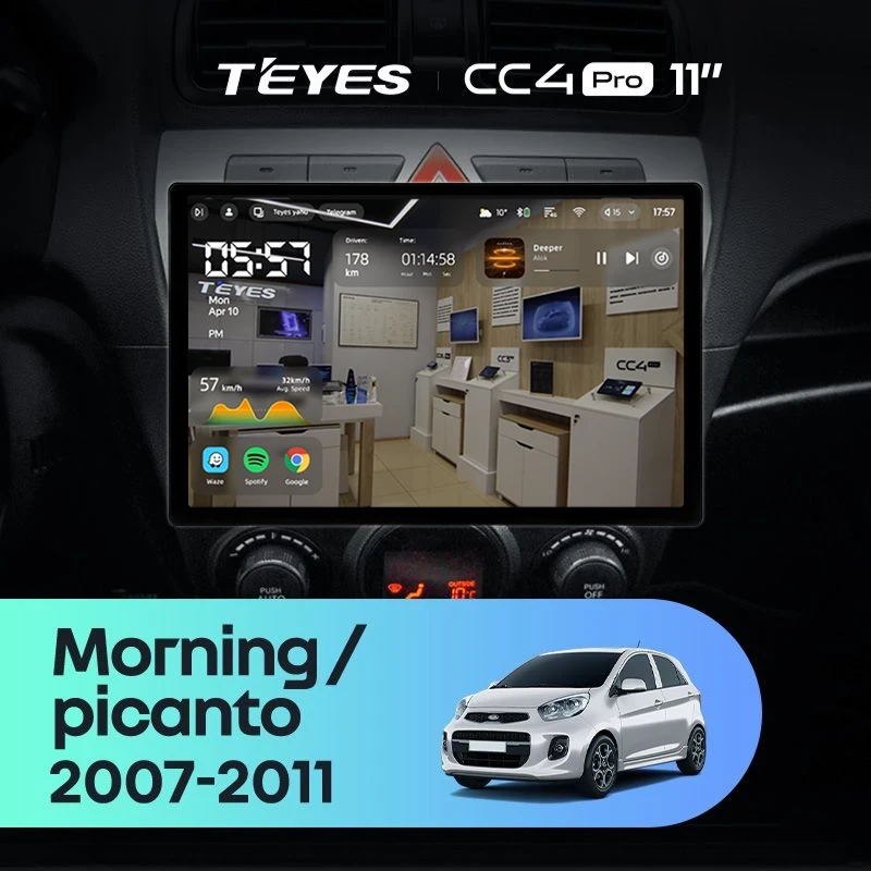 Штатная магнитола Teyes CC4 Pro 12/256 Kia Picanto (2007-2011) (11")
