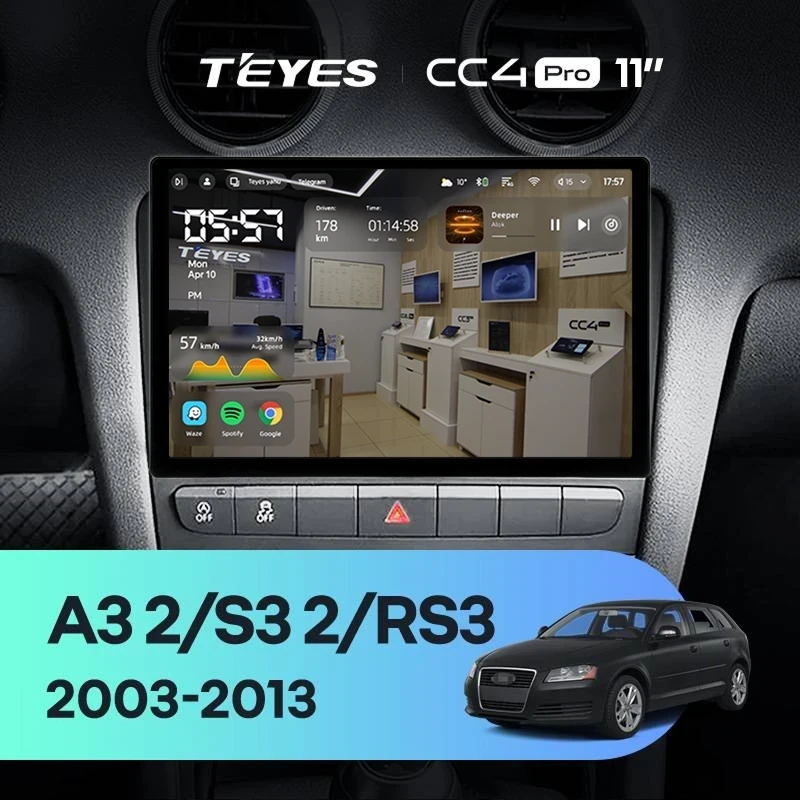 Штатная магнитола Teyes CC4 Pro 12/256 Audi A3 2 8P (2003-2013) (11")