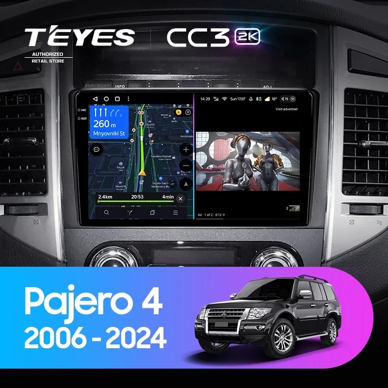 Штатная магнитола Teyes CC3 2K 360 6/128 Mitsubishi Pajero 4 V80 V90 (2006-2024)
