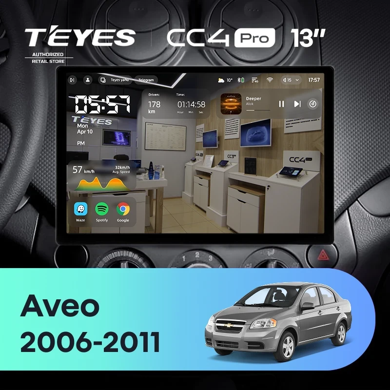 Штатная магнитола Teyes CC4 Pro 12/256 Chevrolet Aveo (2006-2011) (13")