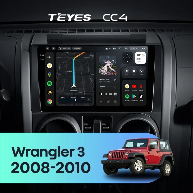 Штатная магнитола Teyes CC4 6/64 Jeep Wrangler 3 JK (2008-2010) F1
