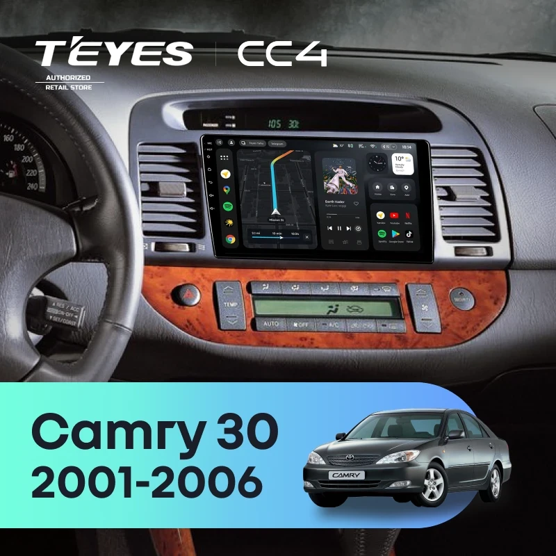 Штатная магнитола Teyes CC4 8/128 Toyota Camry 5 XV 30 (2001-2006) Тип-C (черная)