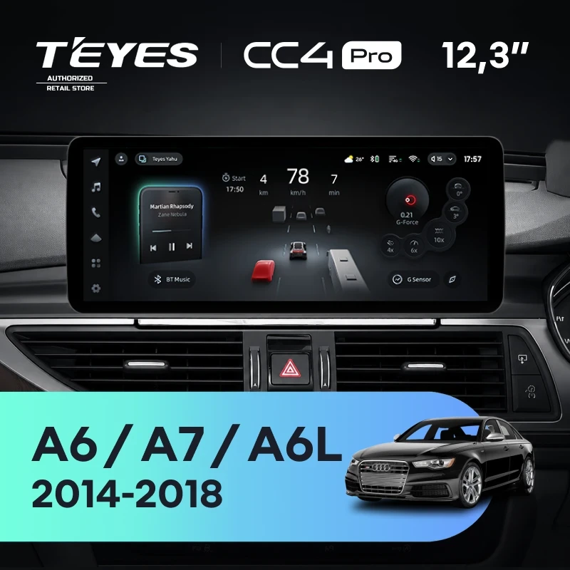 Штатная магнитола Teyes CC4 Pro 12.3" 12/256 Audi A7 4G (MHI2 System) (2014-2018) Правый руль