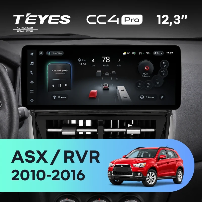 Штатная магнитола Teyes CC4 Pro 12.3" 8/128 Mitsubishi ASX 1 (2010-2016) (авто с Rockford)