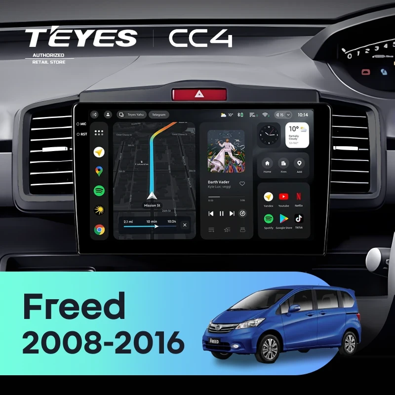 Штатная магнитола Teyes CC4 6/64 Honda Freed 1 (2008-2016) F2 Правый руль