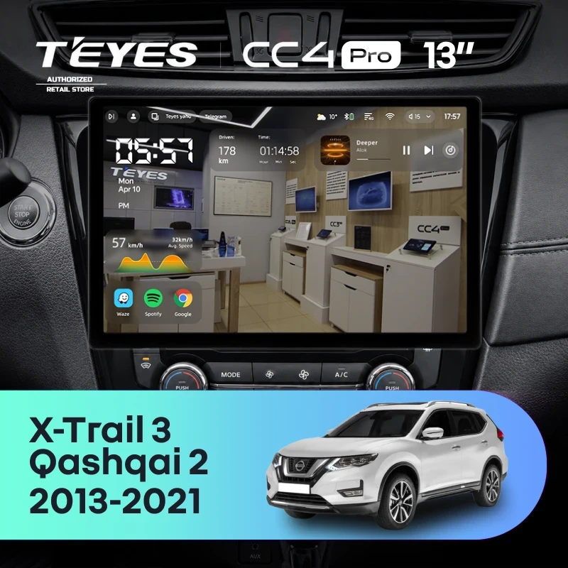 Штатная магнитола Teyes CC4 Pro 12/256 Nissan Qashqai 2 (2013-2021) F2 Тип-AВ (13")