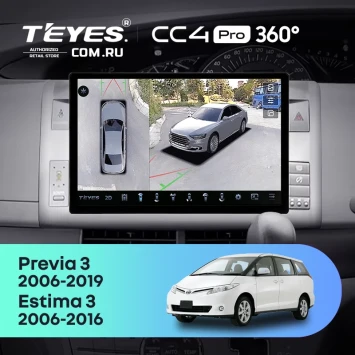 Штатная магнитола Teyes CC4 Pro 360 8/128 Toyota Previa XR50 3 (2006-2019) Правый руль (11")
