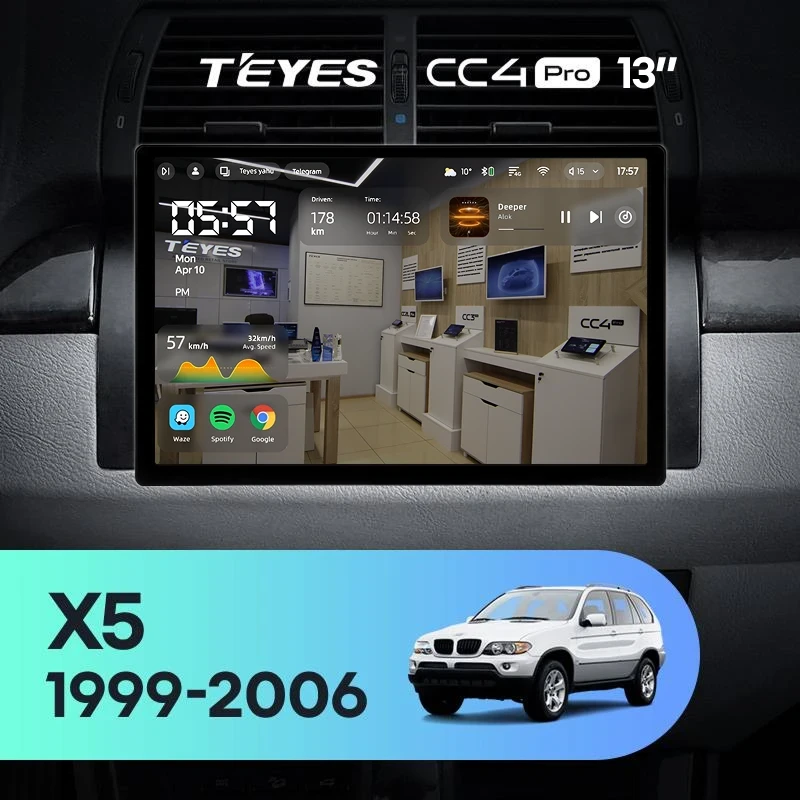 Штатная магнитола Teyes CC4 Pro 8/128 BMW X5 E39 E53 (1999-2006) (13")