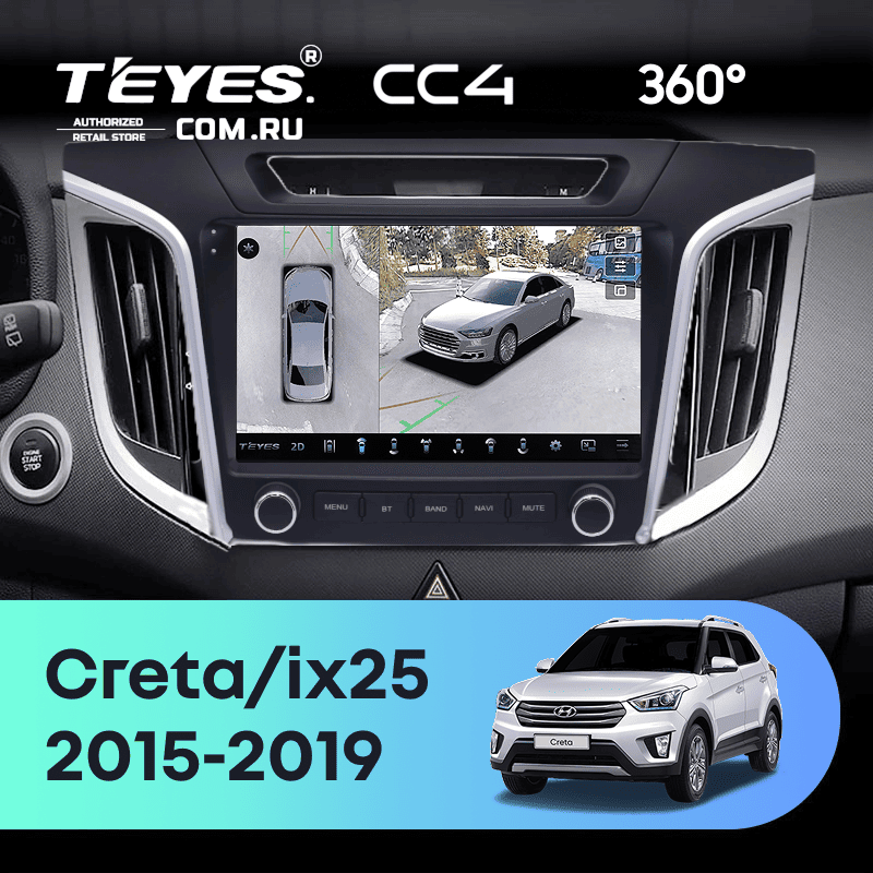 Штатная магнитола Teyes CC4 360 8/128 Hyundai Creta 1 (2015-2019) с кнопками
