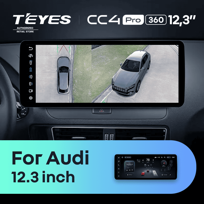 Штатная магнитола Teyes CC4 Pro 12.3" 360 8/128 Audi A4 B8 (2007-2015) Тип-A