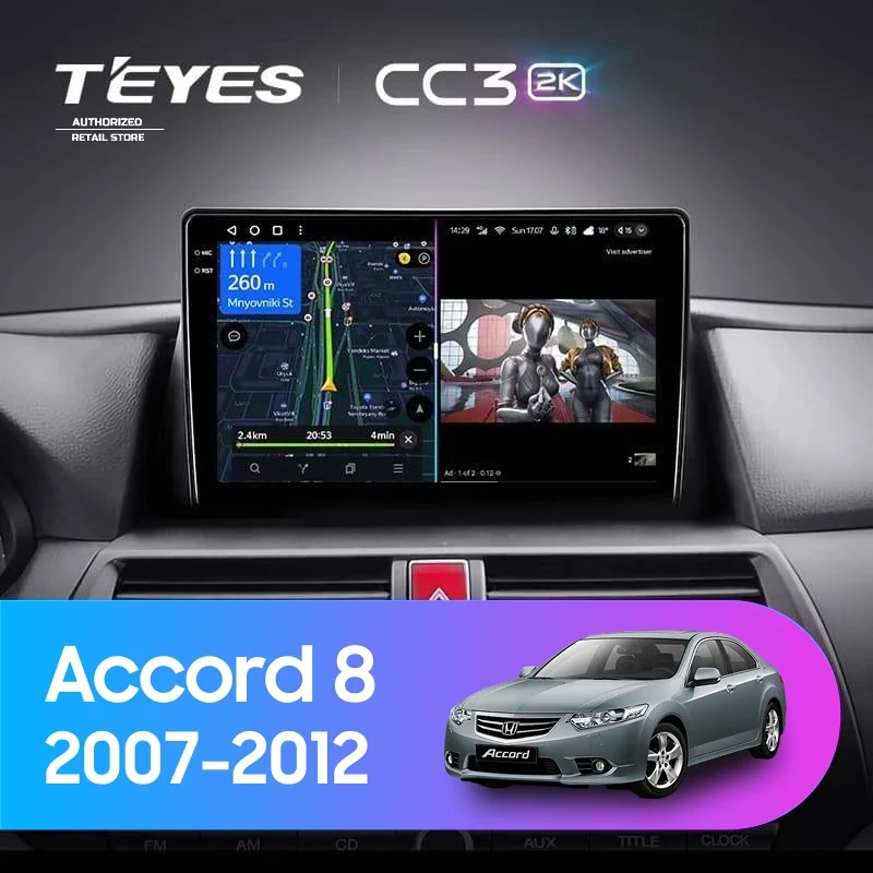 Штатная магнитола Teyes CC3 2K 360 6/128 Honda Accord 8 (USA) (2007-2012)