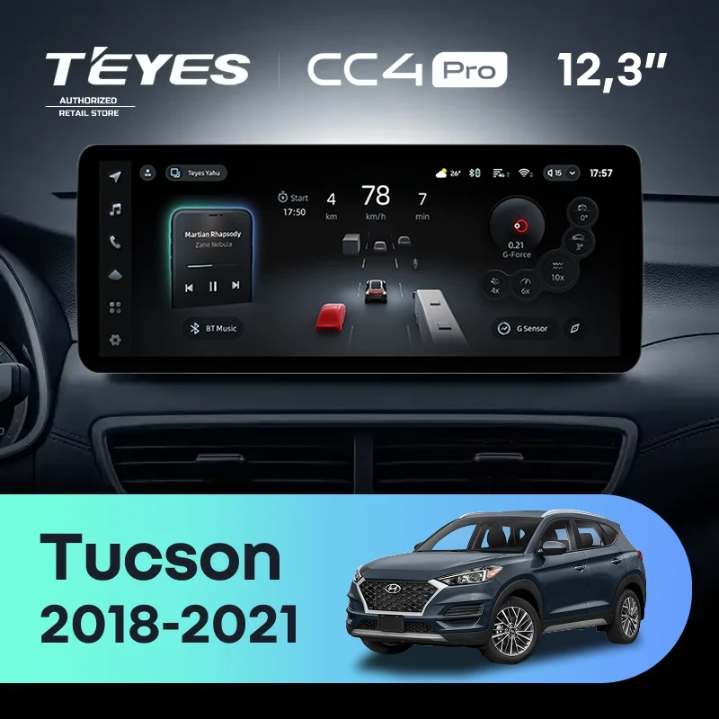 Штатная магнитола Teyes CC4 Pro 12.3" 12/256 Hyundai Tucson (2018-2021)