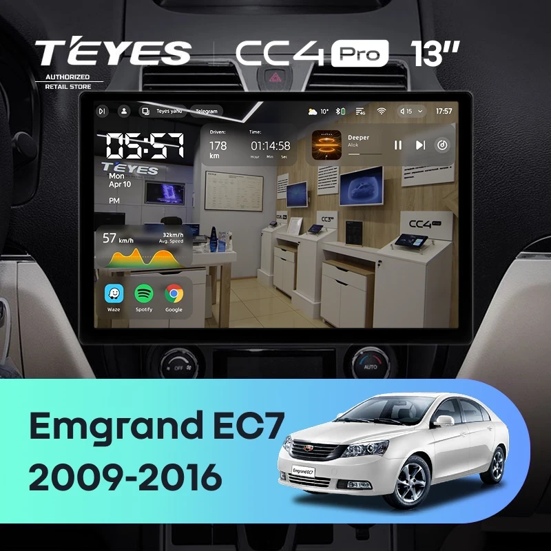 Штатная магнитола Teyes CC4 Pro 12/256 Geely Emgrand EC7 1 (2009-2016) (13")