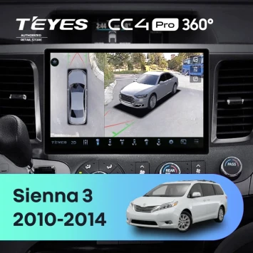 Штатная магнитола Teyes CC4 Pro 360 8/128 Toyota Sienna 3 XL30 (2010-2014) (13")