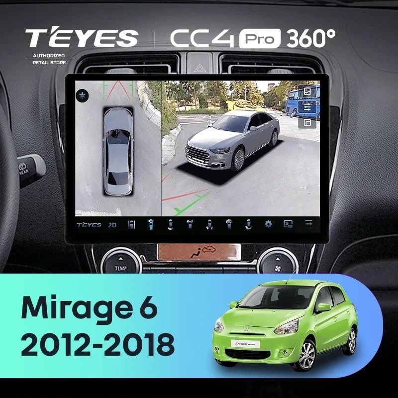 Штатная магнитола Teyes CC4 Pro 360 12/256 Mitsubishi Mirage 6 (2012-2018) (13")