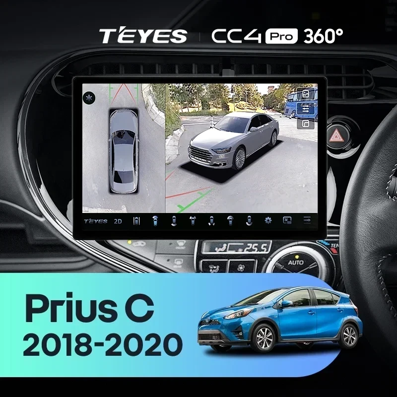 Штатная магнитола Teyes CC4 Pro 360 8/128 Toyota Prius C (2018-2020) Правый руль (11")