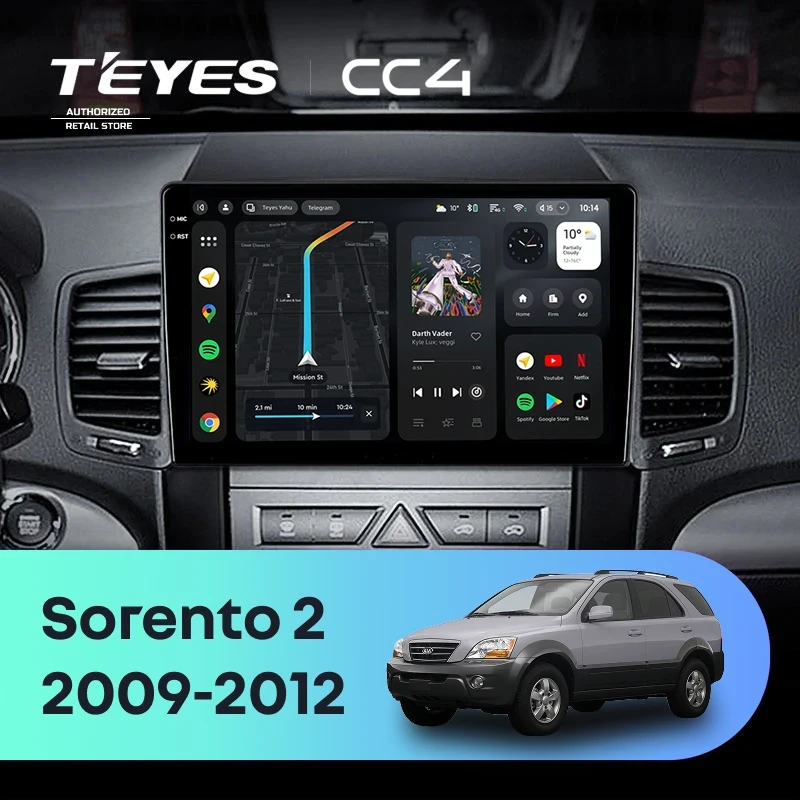 Штатная магнитола Teyes CC4 8/128 Kia Sorento 2 XM (2009-2012) Тип-A