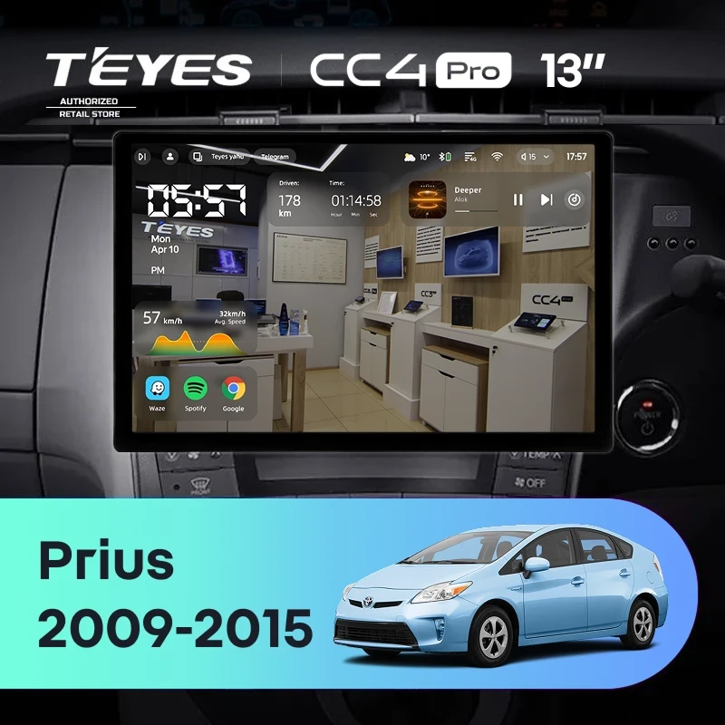 Штатная магнитола Teyes CC4 Pro 8/128 Toyota Prius 3 XW30 (2009-2015) F2 Правый руль (13")