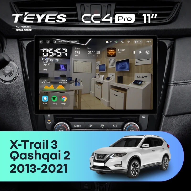 Штатная магнитола Teyes CC4 Pro 12/256 Nissan Qashqai 2 (2013-2021) F2 Тип-C (11")