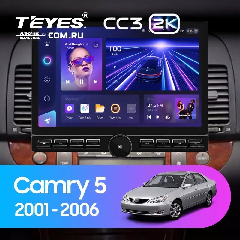 Штатная магнитола Teyes CC3 2K 6/128 Toyota Camry 5 XV 30 (2001-2006) Тип-A (13" с кнопками)