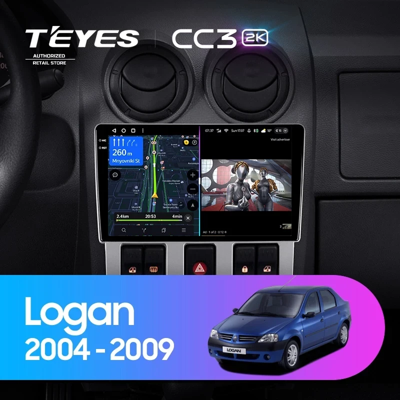 Штатная магнитола Teyes CC3 2K 360 6/128 Renault Logan 1 (2004-2009)