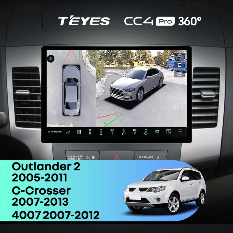 Штатная магнитола Teyes CC4 Pro 360 12/256 Mitsubishi Outlander 2 (2005-2011) F1 Тип-A (13")