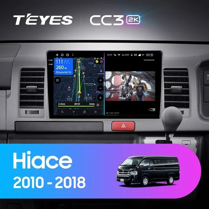 Штатная магнитола Teyes CC3 2K 6/128 Toyota Hiace H200 (2010-2018) Правый руль
