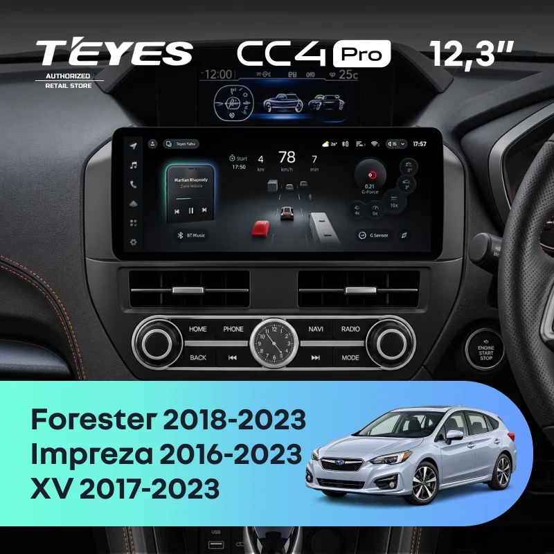 Штатная магнитола Teyes CC4 Pro 12.3" 12/256 Subaru Impreza 5 (2016-2023) Правый руль